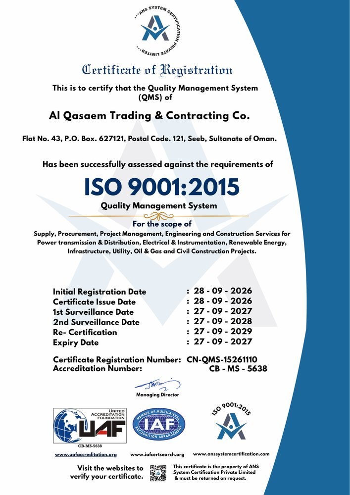 ISO 9001:2015 quality management system certificate CN-QMS-15261110
